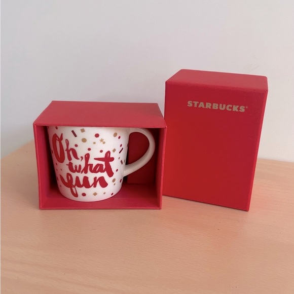 Starbucks “Oh What Fun” Collectible Holiday Confetti Espresso Cup, White/Red - Picture 2 of 5